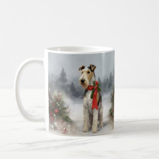 Wirefox Terrier Dog im Schnee Weihnachten Kaffeetasse (Links)
