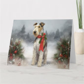 Wirefox Terrier Dog im Schnee Weihnachten Karte (Vorderseite)