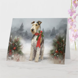Wirefox Terrier Dog im Schnee Weihnachten Karte