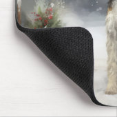 Wirefox Terrier Dog im Schnee Weihnachten Mousepad (Ecke)