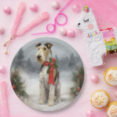 Wirefox Terrier Dog im Schnee Weihnachten Pappteller (Party)