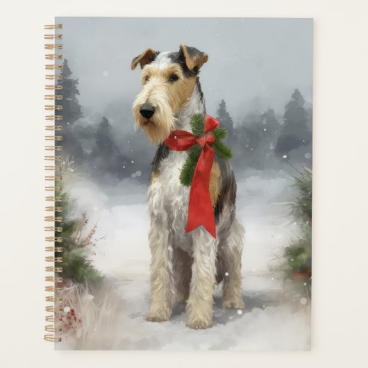 Wirefox Terrier Dog im Schnee Weihnachten Planer (Vorderseite)