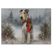 Wirefox Terrier Dog im Schnee Weihnachten Schneidebrett (Vorderseite)
