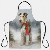 Wirefox Terrier Dog im Schnee Weihnachten Schürze (Vorderseite)