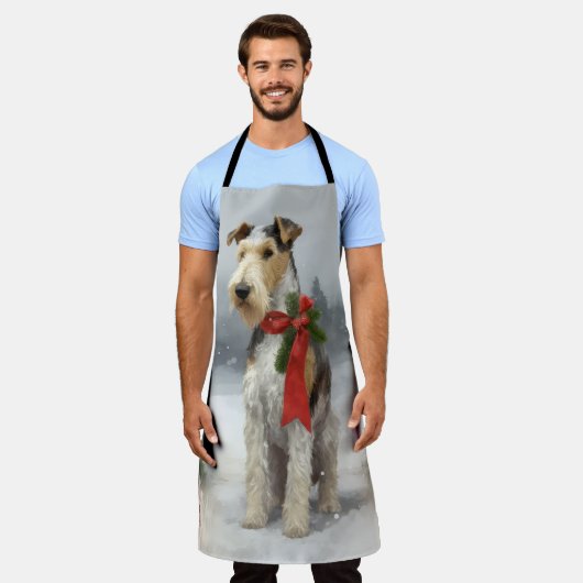 Wirefox Terrier Dog im Schnee Weihnachten Schürze (Getragen)
