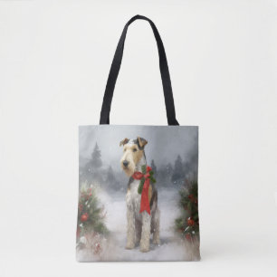 Wirefox Terrier Dog im Schnee Weihnachten Tasche