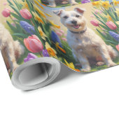 Wirefox Terrier Dog Spring Flowers Malerei Geschenkpapier (Rolleneckpunkt)