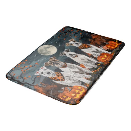 Wirefox Terrier Halloween Spooky Badematte (Schrägansicht)