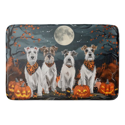 Wirefox Terrier Halloween Spooky Badematte (Vorderseite)
