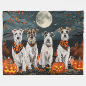 Wirefox Terrier Halloween Spooky Fleecedecke (Vorderseite (Horizontal))