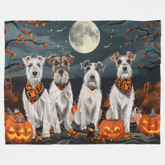 Wirefox Terrier Halloween Spooky Fleecedecke (Vorderseite (Horizontal))