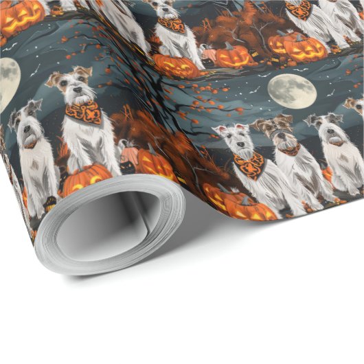Wirefox Terrier Halloween Spooky Geschenkpapier (Rolleneckpunkt)