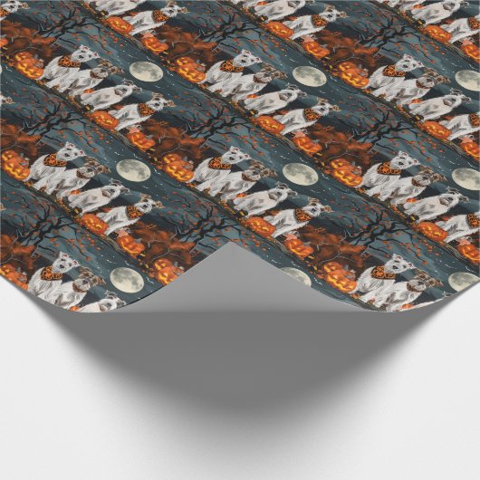 Wirefox Terrier Halloween Spooky Geschenkpapier (Ecke)