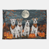 Wirefox Terrier Halloween Spooky Geschirrtuch (Horizontal)