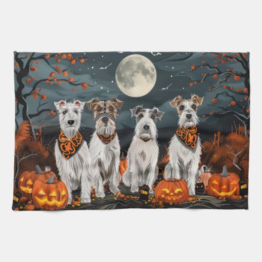 Wirefox Terrier Halloween Spooky Geschirrtuch (Horizontal)