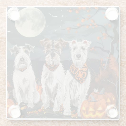 Wirefox Terrier Halloween Spooky Glasuntersetzer (Rückseite)