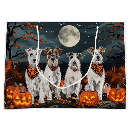 Wirefox Terrier Halloween Spooky Große Geschenktüte (Vorderseite)