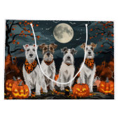 Wirefox Terrier Halloween Spooky Große Geschenktüte (Rückseite)