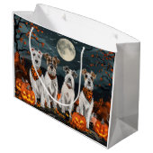 Wirefox Terrier Halloween Spooky Große Geschenktüte (Rückseite Schrägansicht)