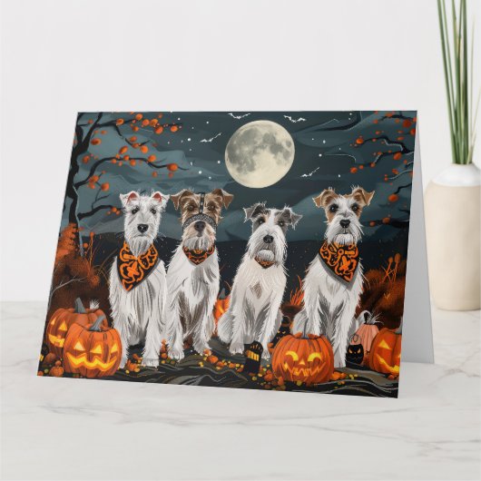 Wirefox Terrier Halloween Spooky Karte (Vorderseite)
