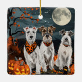 Wirefox Terrier Halloween Spooky Keramikornament (Rückseite)