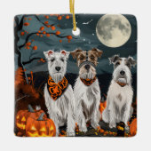 Wirefox Terrier Halloween Spooky Keramikornament (Vorderseite)