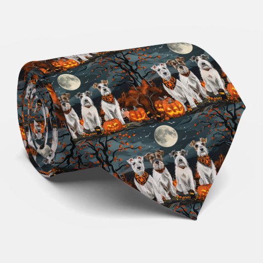 Wirefox Terrier Halloween Spooky Krawatte (Gerollt)