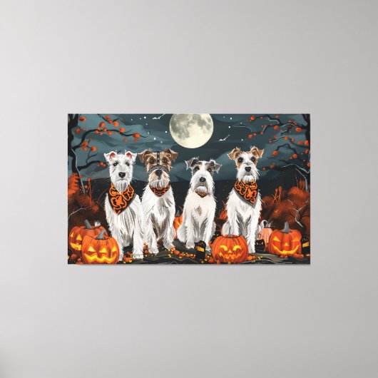 Wirefox Terrier Halloween Spooky Leinwanddruck (Vorderseite)
