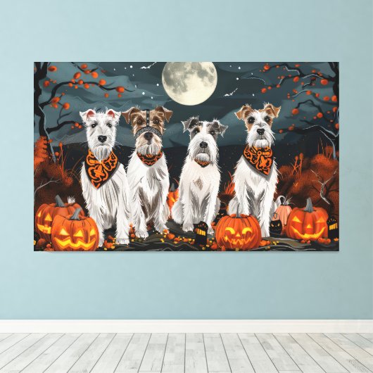 Wirefox Terrier Halloween Spooky Leinwanddruck (Insitu (Holzboden))