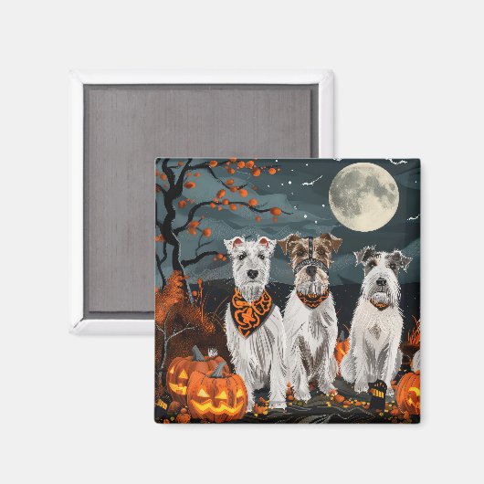 Wirefox Terrier Halloween Spooky Magnet (Vorderseite/Rückseite)
