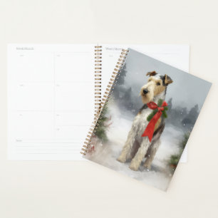 Wirefox Terrier Hund im Schnee Weihnachten Planer
