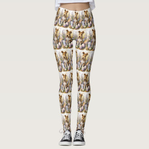 Wirefox Terrier Hund mit Ostereiern Feiertag Leggings