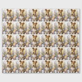 Wirefox Terrier Hund mit Ostereiern Urlaub Geschenkpapier (Flach)