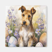 Wirefox Terrier Hund mit Ostereiern Urlaub Magnet (Vorne)
