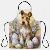 Wirefox Terrier Hund mit Ostereiern Urlaub Schürze (Vorderseite)