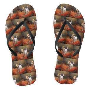 Wirefox Terrier im Herbst Leaves Fall Inspiriert Badesandalen