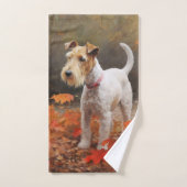 Wirefox Terrier im Herbst Leaves Fall Inspiriert Badhandtuch Set (Handtuch)