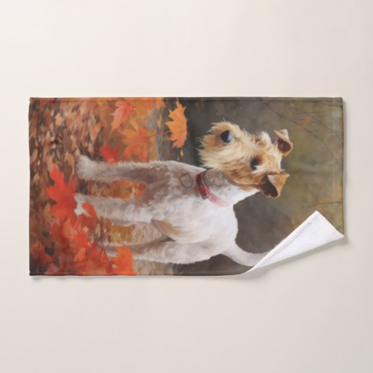 Wirefox Terrier im Herbst Leaves Fall Inspiriert Badhandtuch Set (Handtuch)