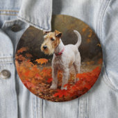 Wirefox Terrier im Herbst Leaves Fall Inspiriert Button (Beispiel)