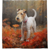 Wirefox Terrier im Herbst Leaves Fall Inspiriert Duschvorhang (Vorderseite)