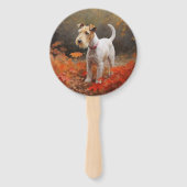 Wirefox Terrier im Herbst Leaves Fall Inspiriert Fächer (Vorderseite)