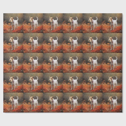 Wirefox Terrier im Herbst Leaves Fall Inspiriert Geschenkpapier (Flach)