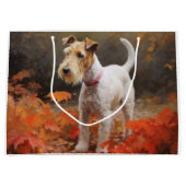 Wirefox Terrier im Herbst Leaves Fall Inspiriert Große Geschenktüte (Vorderseite)