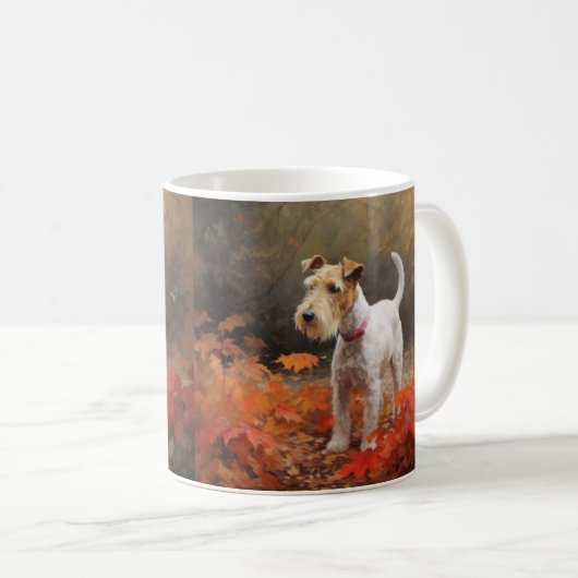 Wirefox Terrier im Herbst Leaves Fall Inspiriert Kaffeetasse (VorderseiteRechts)
