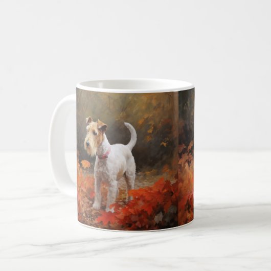 Wirefox Terrier im Herbst Leaves Fall Inspiriert Kaffeetasse (Vorderseite Links)
