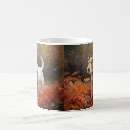 Wirefox Terrier im Herbst Leaves Fall Inspiriert Kaffeetasse (Mittel)