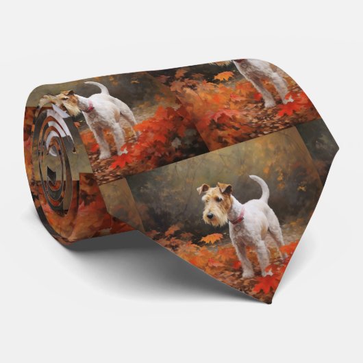Wirefox Terrier im Herbst Leaves Fall Inspiriert Krawatte (Gerollt)