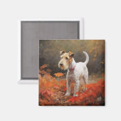 Wirefox Terrier im Herbst Leaves Fall Inspiriert Magnet (Vorderseite/Rückseite)