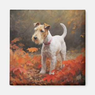 Wirefox Terrier im Herbst Leaves Fall Inspiriert Magnet