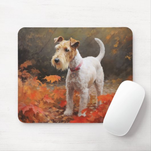 Wirefox Terrier im Herbst Leaves Fall Inspiriert Mousepad (Mit Mouse)